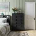 thumbnail image 5 of Modern Fluted tall 6-Drawer Dresser, Chest of Drawers Storage Cabinet for Bedroom Living room, Borders H Legs,Black, 5 of 9