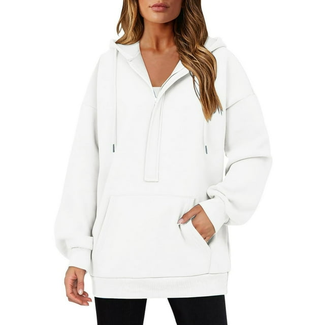 Womens Hoodies Quarter Zip Pullover Oversized Sweatshirts Half Zip Pullover With Pockets Fall Clothes