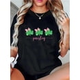 thumbnail image 1 of Womens St. Patricks Day Clover Print T-Shirt, TShirt Casual Round Neck Short Sleeve Cotton Street Wear , Valentines Day Gift, 1 of 7