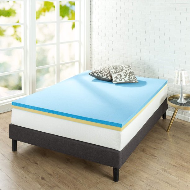 Zinus 4” Green Tea Cooling Gel Memory Foam Mattress Topper, Queen