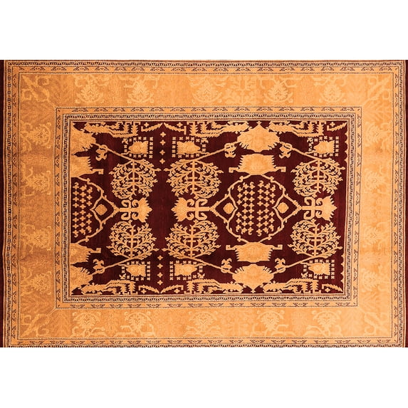 Ahgly Company Indoor Rectangle Oriental Orange Traditional Area Rugs, 2' x 5'