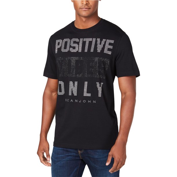 Camiseta gráfica Sean John Positive Vibes para hombre Negro XXL