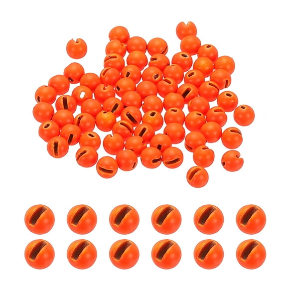 Uxcell Fly Tying Tungsten Beads, 70 Pcs 4.6mm / 0.18 Inch Tungsten Slotted Beads Tungsten Round Ball Beads for Fly Tying Jig Hooks Fishing Materials, Orange