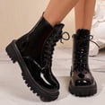 thumbnail image 5 of Willtoo Women's Platform Combat Boots Stylish Fashion Lace-Up Ankle Short Bootie Punk Motorcycle Leather Boots for Fall Winter, 5 of 6