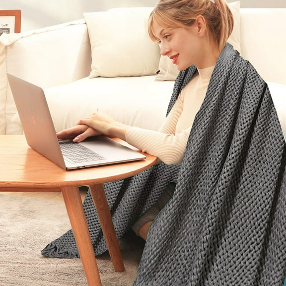 HBBKVI Knit Throw Blanket with Tassels 50" × 72", Gray Lightweight Throw Blanket for Couch Sofa, Cozy Soft Throws Home Decor