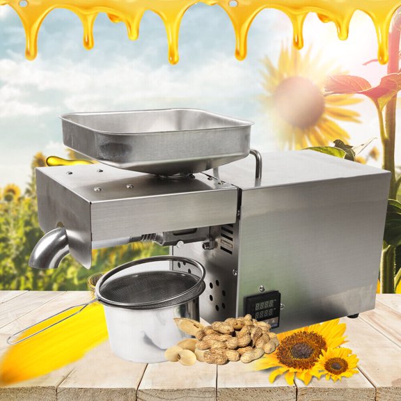 Miumaeov 110V Automatic Oil Press Machine Commercial Hot/Cold Peanut Oil Extraction Extractor Stainless Steel