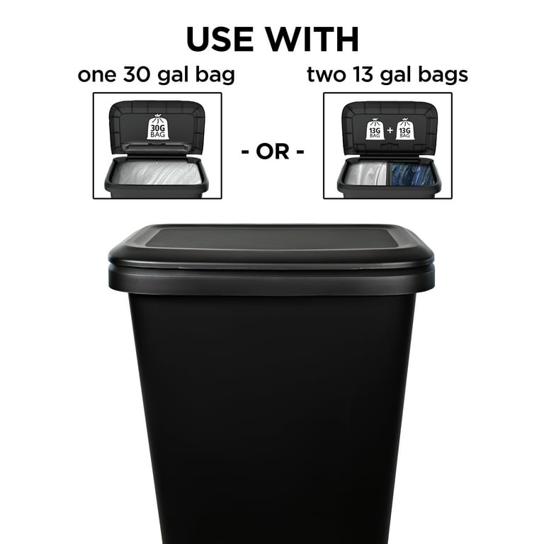 Hefty 20 Gallon Trash Can, Plastic Dual-Function Kitchen Trash Can