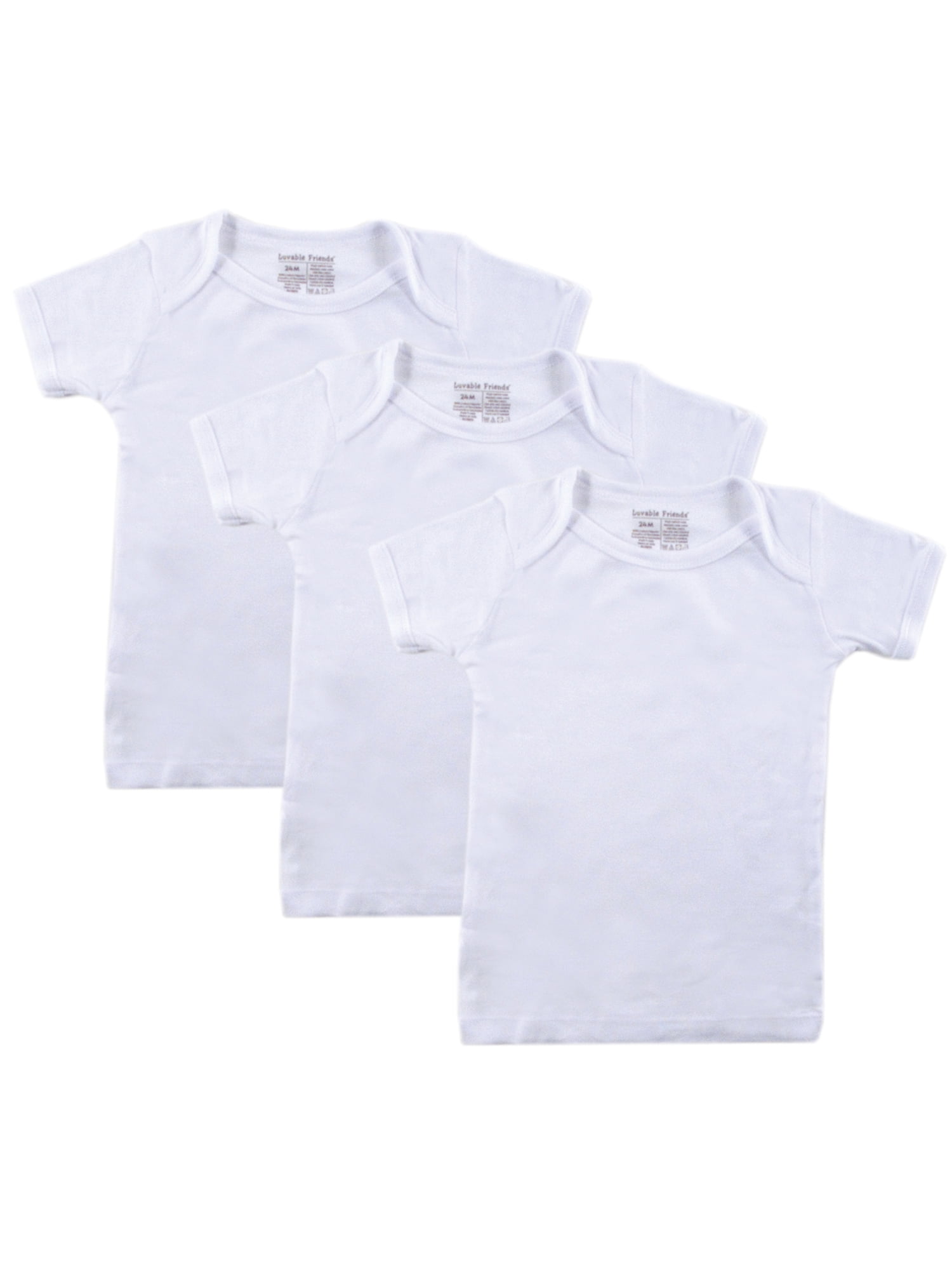 Baby Shirts, 3pk White (Baby Boys or Baby Girls Unisex)