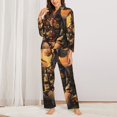 thumbnail image 2 of KLL Flower Field Poodle Print Women's Long Sleeve Pajamas with Pants Sleepwear Loungewear 2 Set-Medium, 2 of 7