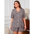 thumbnail image 6 of SHOWMALL Women's Plus Size Pajama Set 2 Piece Sleepwear with Pockets,Fancy Peachy Leopard 1X Valentine's Day Galentine's Self-Care Gift for Her, Soft Short Sleeve Loungewear, 6 of 8