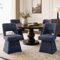 thumbnail image 3 of Usaint 360‑Degree Swivel Chenille Dining Chair Set of 4, Hollow‑Out Curved‑Back Upholstered Accent Chair for Dining Rooms, Living Rooms, Reading Nooks, Blue, 3 of 9