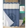 thumbnail image 2 of No Hook Shower Curtain with Snap in Liner, Compass Navigation Guide Letter Printing Hotel Shower Curtains for Bathroom, Washable Shower Curtain Liner Set with Mesh Top Window, 72"x72", 2 of 6