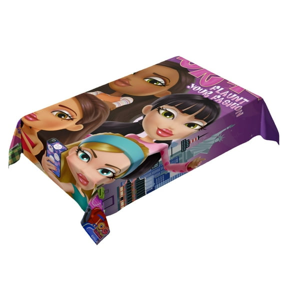 Bratz Girls-theme square tablecloth has an iconic print, fits most tables, and is easy to care for perfect gifts for fans friends and family，55" x 71"（140*180cm）