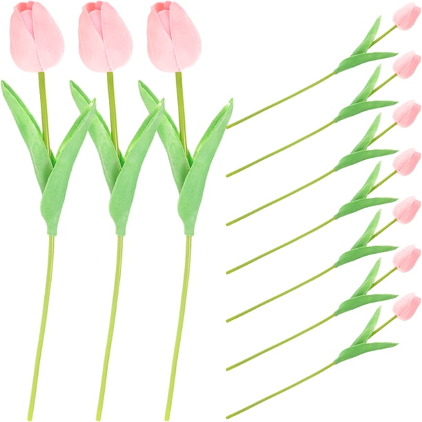 10 tulipanes artificiales de imitación para ramos de boda y centros de mesa.