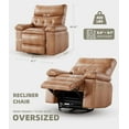 thumbnail image 2 of Oversized Rocker Swivel Recliner Chair - PU Leather Extra Wide Manual Recliner for Adults, Large Lazy Chair with 1.5X Sponge Comfort Arm and Back for Living Room, Bedroom, 2 of 8