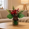 thumbnail image 2 of Artificial Mini Potted Poinsettia Arrangement Christmas Tabletop Plant Decor Holiday Home Accent Design A, 2 of 6