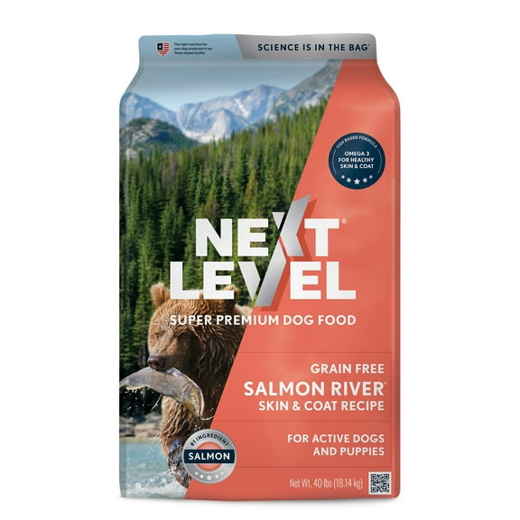 Next Level, Grain Free Salmon River® Skin & Coat Recipe, Dry Dog Food, 40 lbs