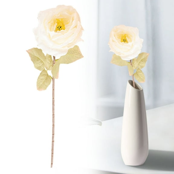 Artificial Charred Edge Roses (White)– Realistic Lifelike Single Head Fabric Rose Bouquet for Rustic Wedding Decorations, Home Decor, Artificial Flowers & Plants Arrangements