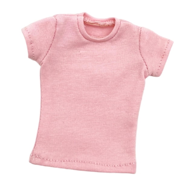 Moda 1:12 camiseta en miniatura ropa de muñeca pulgadas mujeres hombres figuras de acción vestir muñeca modelo Accesorios Rosa Hugo camiseta femenina