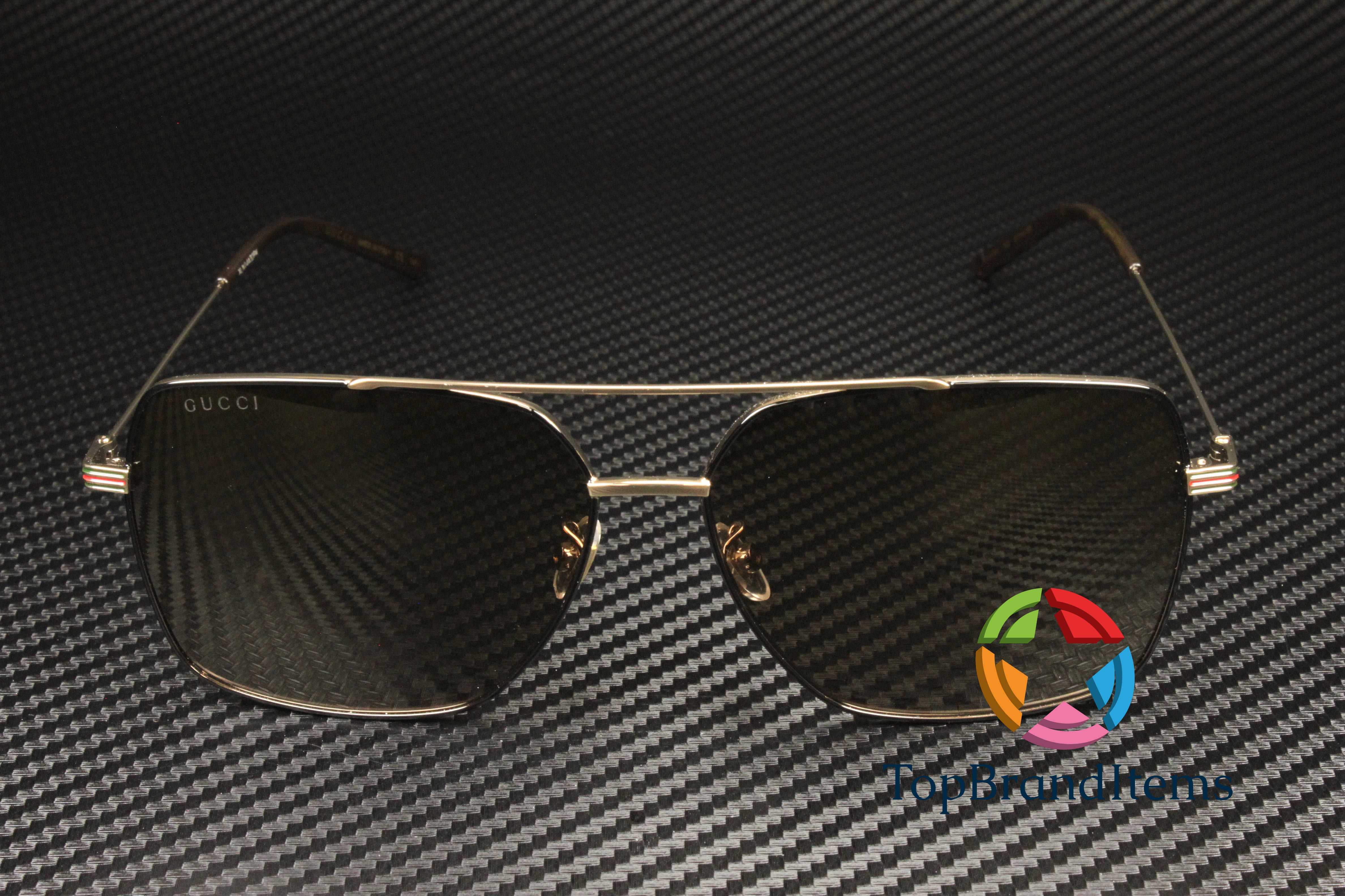 GUCCI GG1053SK 002 Pilot Gold Shiny Brown 61 mm Men's Sunglasses