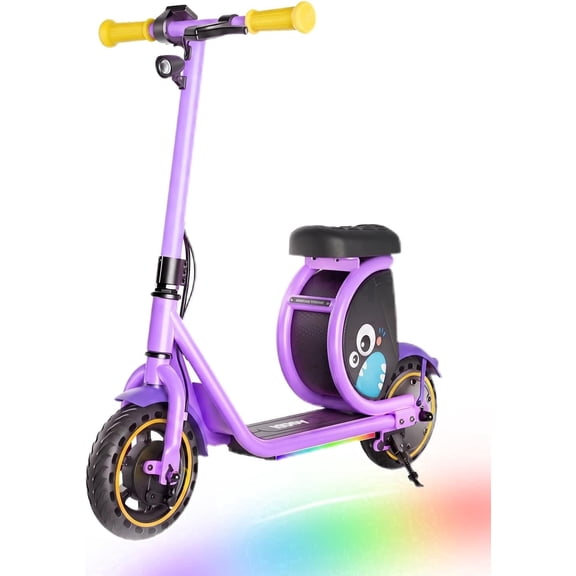 Hiboy JoyHaul Electric Scooter for Kids (Ages 4-10) w/ LED Neon Lights, Safety Brake,100W Motor Brushless & Under-Seat Storage Purple