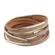 thumbnail image 3 of 1 Uds pulsera de cuero trenzado PU pulsera de cuero con diamantes de imitación para mujer Oro jinwen Pulsera multicapa para mujer, 3 of 5