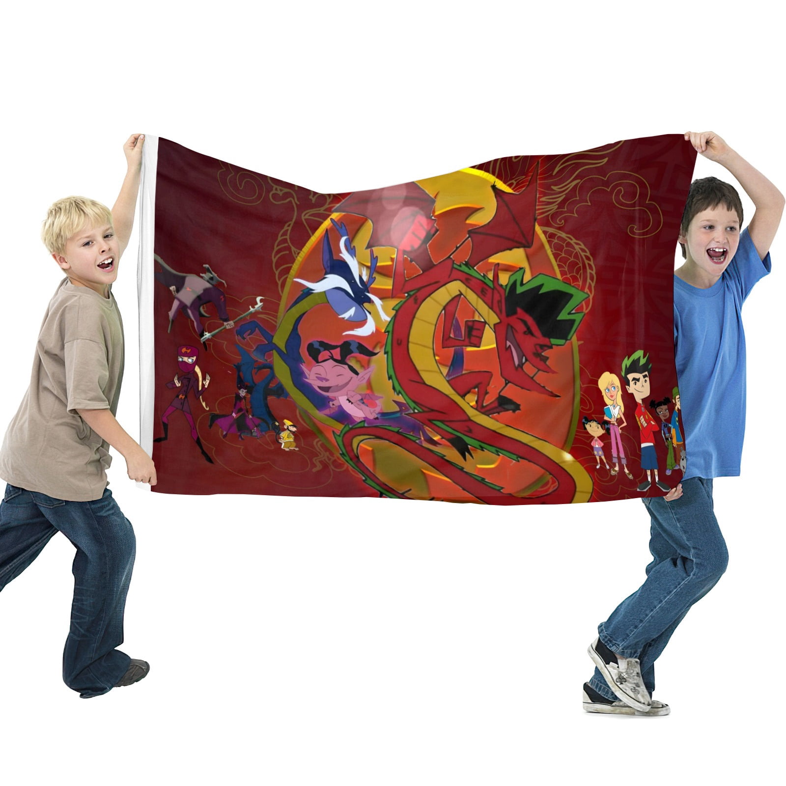 American Dragon Jake Long-themed Printed Flag Perfect gift for fans, friends, and family members, and suitable for indoor and outdoor activities, party decorations.35.4"x59" (90cm×150cm)