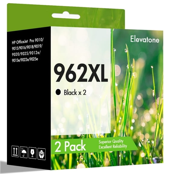 962 962XL Ink Cartridges Compatible for HP 962XL 962 2 Pack for OfficeJet Pro 9015 9020 9018 9025 9010 9018 9019 Printer (2 x Black)