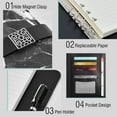 thumbnail image 4 of Premium Faux Leather Notebook - Refillable, Multi-Functional Organizer, 23.3x17cm, All-Season Use，Black and White Marble, 4 of 6