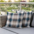 thumbnail image 5 of Pack of 2 Outdoor Pillow Covers,Waterproof Blue Brown Plaid Throw Pillow Covers,Modern Abstract Striped Gingham Checked Decorative Pillowcases Cushion Covers Couch Pillow Sham Protector 16x16 Inch, 5 of 8