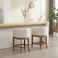 thumbnail image 4 of Guyou 26" Modern Counter Height Bar Stools Set of 2, Barrel Wooden Kitchen Island Chairs, Farmhouse Linen Upholstered Barstools for Restaurant Kitchen Bistro, Beige, 4 of 8