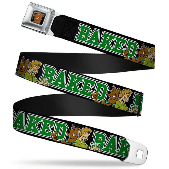 Scooby Doo Face Full Color Black Scooby Doo & Shaggy Pose Baked Black Green Seatbelt Belt Standard
