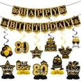 thumbnail image 4 of Mxdfafa 39pcs 80th Birthday Decorations Kit Black Gold Glitter Party Supplies with Banner,Balloons,Backdrop,Honeycomb Centerpieces,Hanging Swirls for Men Women 80th Bday Anniversary Celebration, 4 of 7
