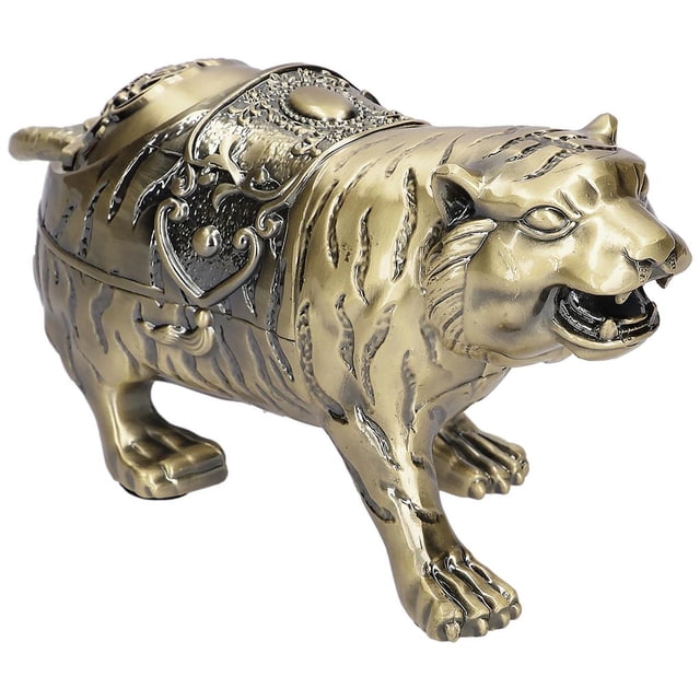 Cenicero De Tigre De Aleación De Zinc Con Tapa Semicerrada Cenicero De Estilo Retro Cenicero De Metal Decorativo Para La Barra Del Hotel De La Oficina En El Hogar Inevent HA026851-01