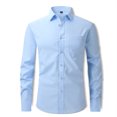 thumbnail image 2 of adviicd Long Sleeve Shirts for Men Men's Dress Shirt Slim Fit Flex Collar Stretch Solid (Blue,XXL), 2 of 4