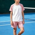thumbnail image 5 of ITSAME Girls Athletic Outfits 2-Piece Quick-Dry Short Sleeve Top and Shorts Set Kids Comfy Sportswear Pink Size 14, 5 of 9