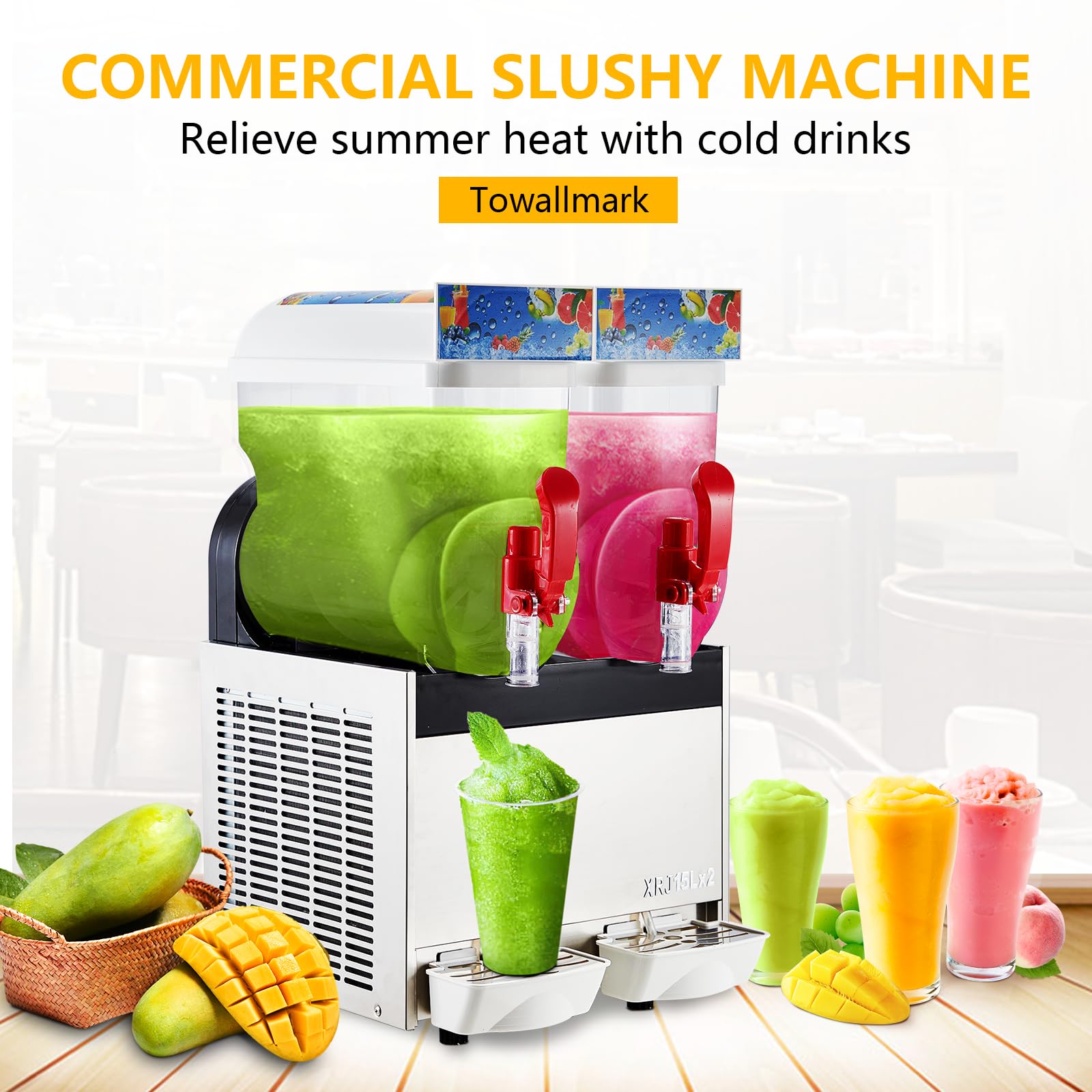Slushy Led Sign Margarita Machine 3x15L - Frozen Drink Maker With LED Lights For ...