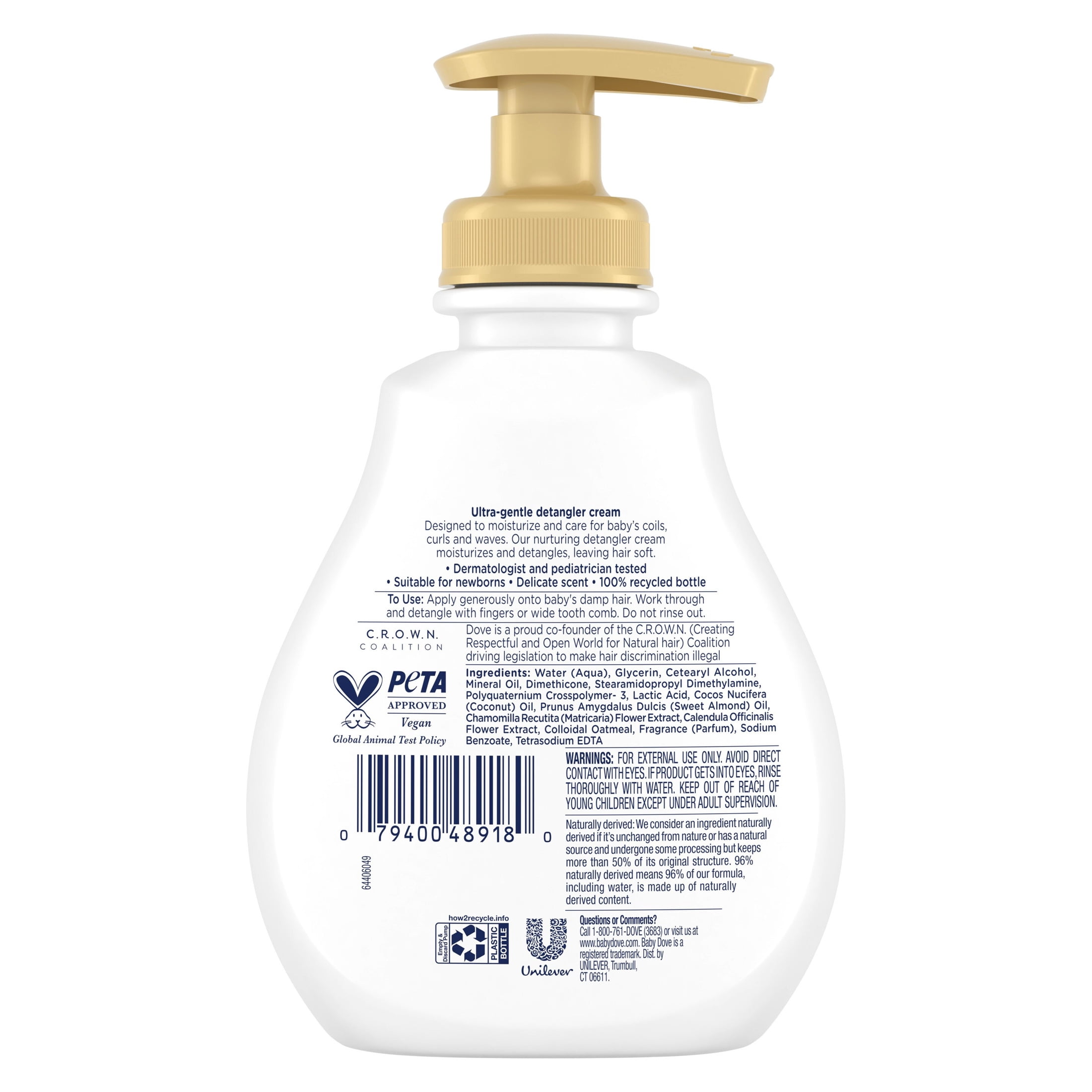 Baby Dove Textured Hair Care Detangler Cream For baby's curly hair Curl Nourishment, 6.5 Fl oz