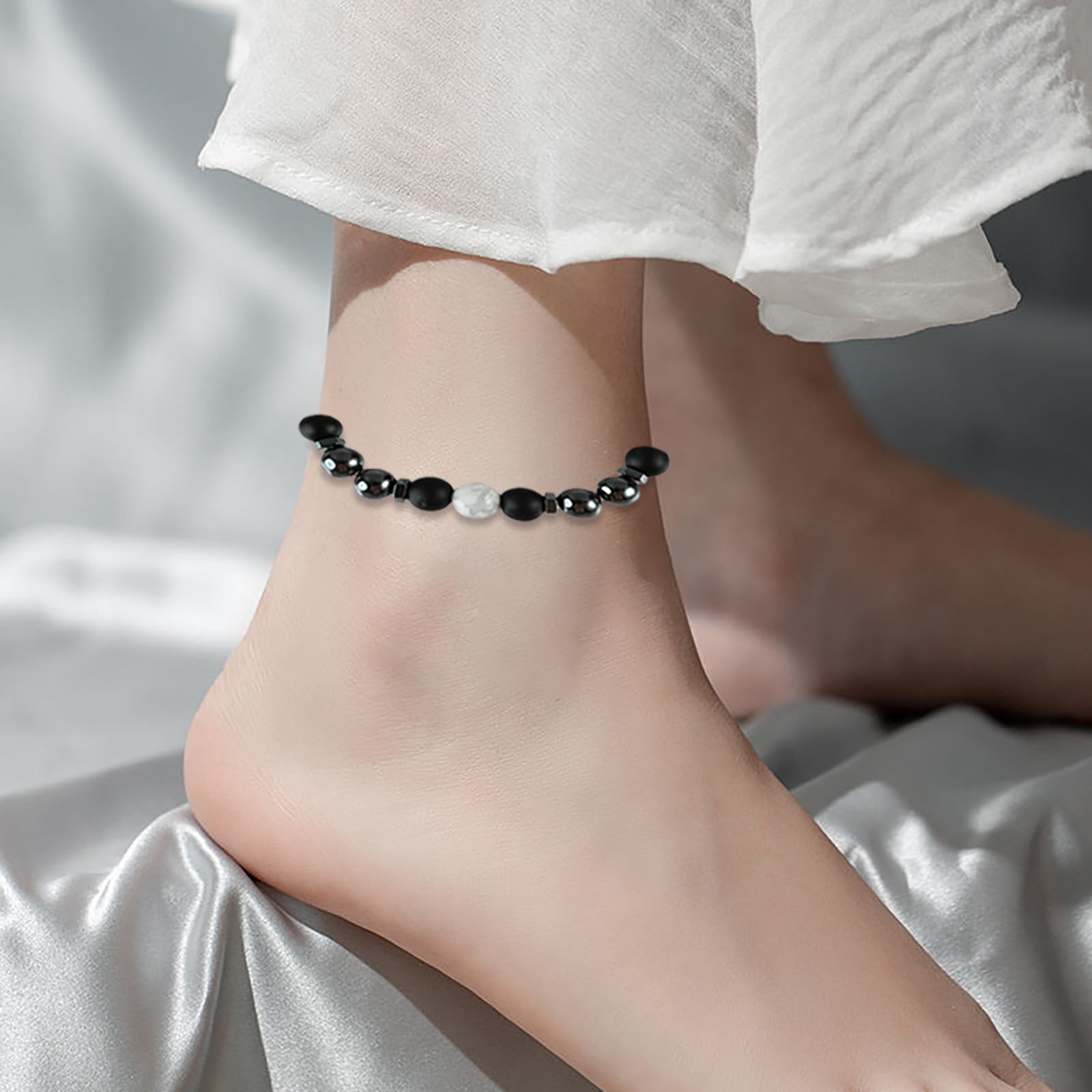 Joelle Jewelry Design Personalized Gift Ankle Bracelet 925 Sterling Silver or 18k Gold Plated Beach Wear Writing Gift for Her Wedding Bridesmaid Gift Sweetheart