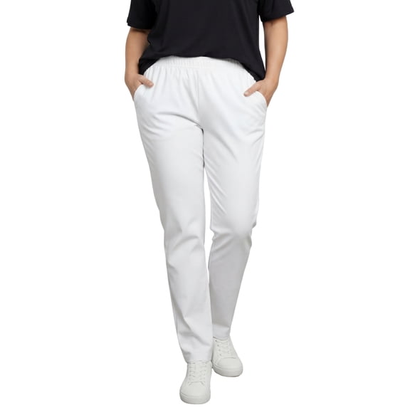 Turtle Bay New York Women’s Pull-On Pants, Elastic Waist, Soft Cotton Blend Lightweight Twill, Plus Sizes Available