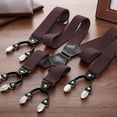 thumbnail image 5 of Buyless Fashion 2 Pack Suspenders for Men - 48" Elastic Adjustable Straps 1 1/4" - X Shape - 5133-2-Brown, 5 of 7