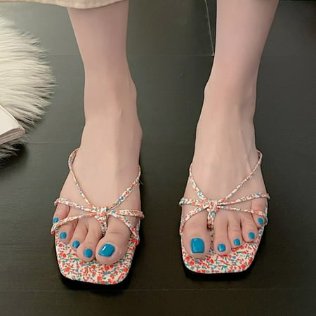 

NECHOLOGY Summer Women Platform Sandals Beach Slippers Fashion Summer Women Slippers Thin Strap Womens Fleece Slippers Pink 7