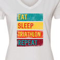 thumbnail image 4 of Inktastic Running Eat Sleep Triathlon Repeat Women's V-Neck T-Shirt, 4 of 5