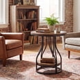 thumbnail image 4 of Tribesigns 2-Tier Round Side Table, Industrial End Table Bedside Table with Metal Frame & Open Shelf for Couch Side, Living Room (2PCS, Brown & Black), 4 of 5
