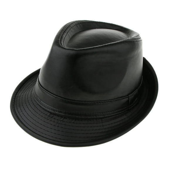 Men Winter Fashion Leather Fedora Hat Gentleman Panama Felt