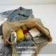thumbnail image 5 of Guardurnaity Bolso tote plegable con llavero, de piel y tela, con detalles en oro cepillado. Minibolsos expandibles con llavero. Bolsas de mensajero y de hombro café, 5 of 6