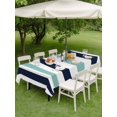 thumbnail image 5 of Outdoor Tablecloth with Umbrella Hole, Turquoise Navy Blue Striped Spillproof Waterproof Outdoor Table Cover, Farmhouse Stripe Art Patio Tablecloths for Party Picnic Camping, Rectangle 60"x120", 5 of 9