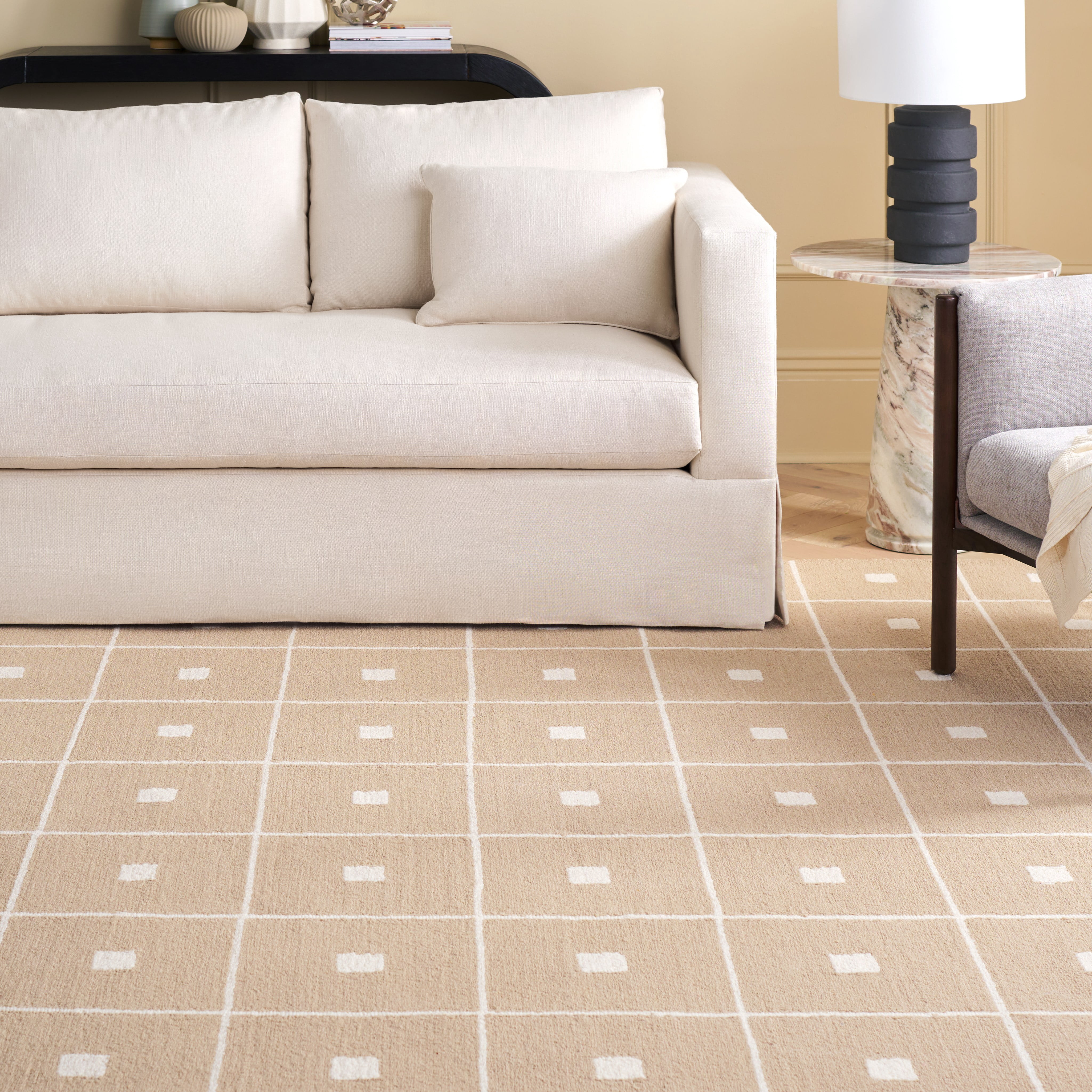 SAFAVIEH Martha Stewart Micro Loop Jerald Checkered Area Rug, Beige/Ivory, 8' x 10'
