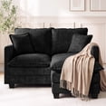 thumbnail image 3 of Daeorio 52" Upholstered Loveseat Sofa,L-Shaped Cloud Couch Comfy Chenille 2 Pillows for Small Spaces,Living Room,Bedroom and Apartment(Black), 3 of 11