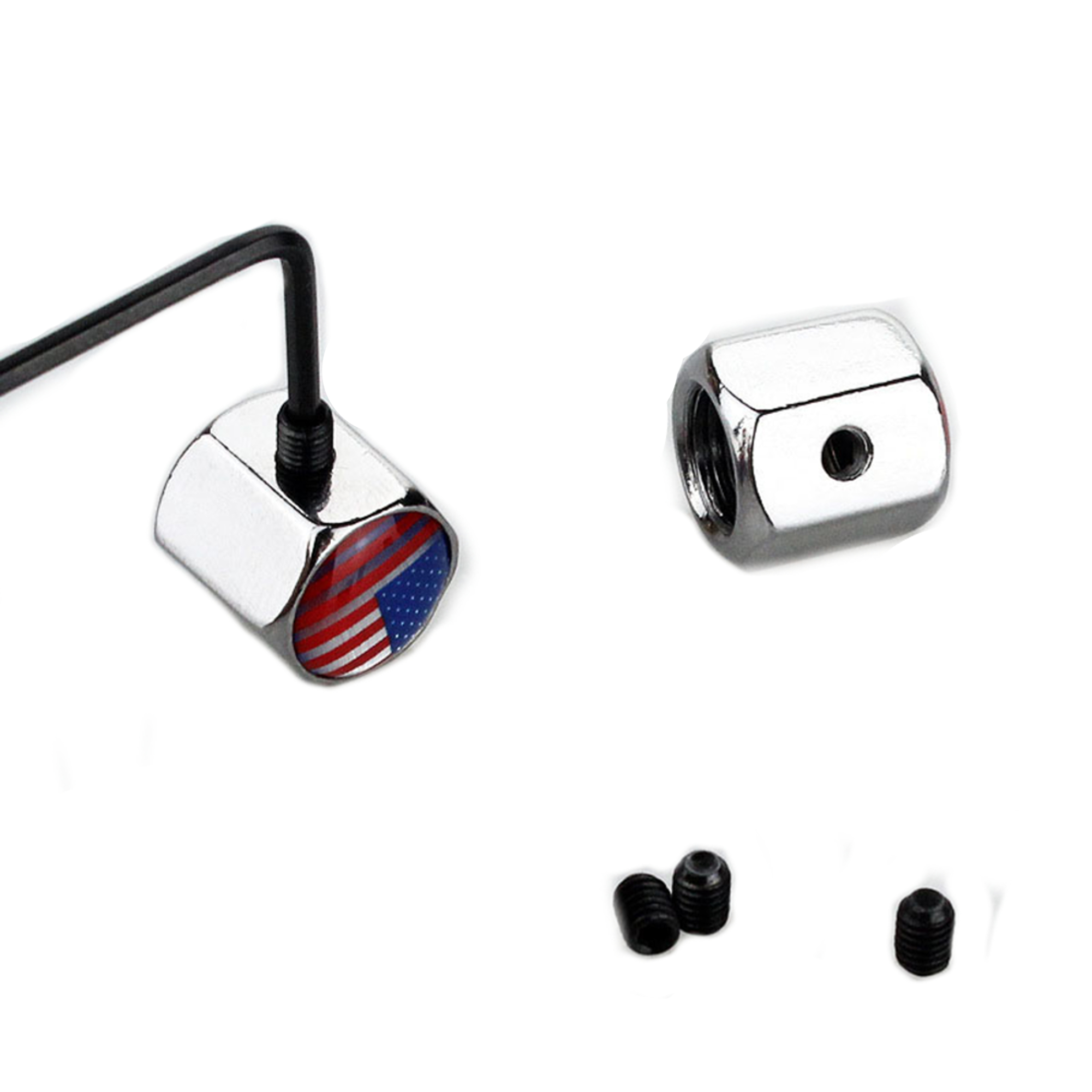 Riley Express American Flag Tire Valve Stem Caps – Set Of 4 (Black Base)
